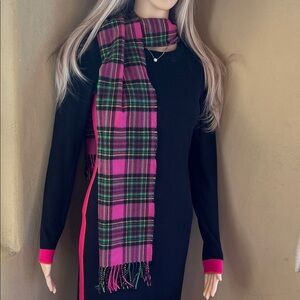 Fuchsia & green plaid scarf